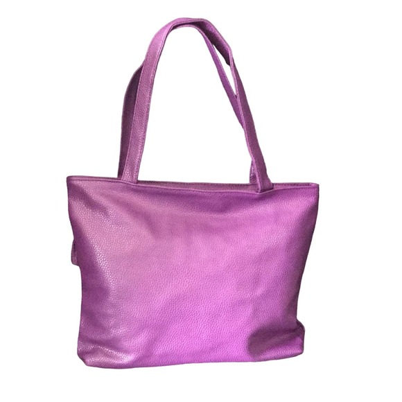 FAUX LEATHER VIBRANT PURPLE EMBELLISHED RUFFLED AND BEADED DESIGN - Picture 2 of 3